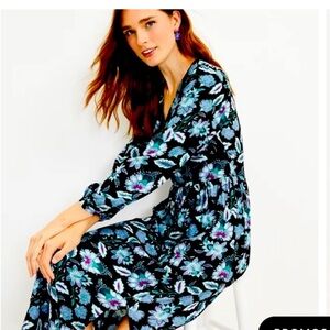 LOFT Floral Print Midi Dress